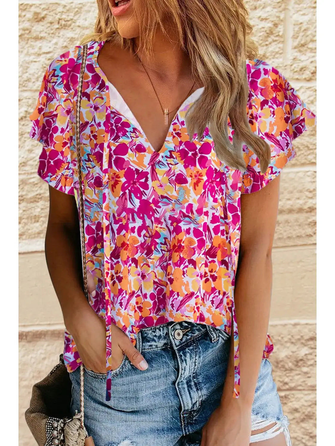 Flutter Sleeved Floral Top