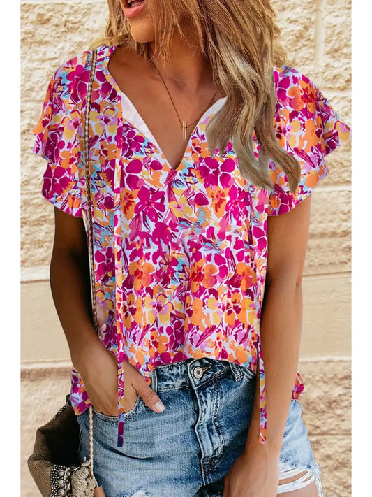 Flutter Sleeved Floral Top