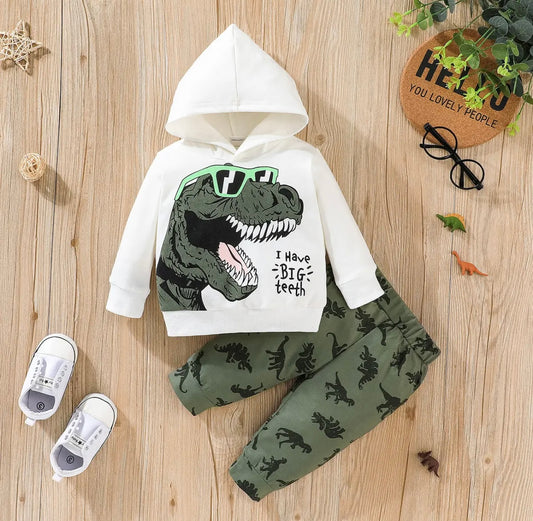 Dinosaur Hoodie Sweatshirt and Pants Set