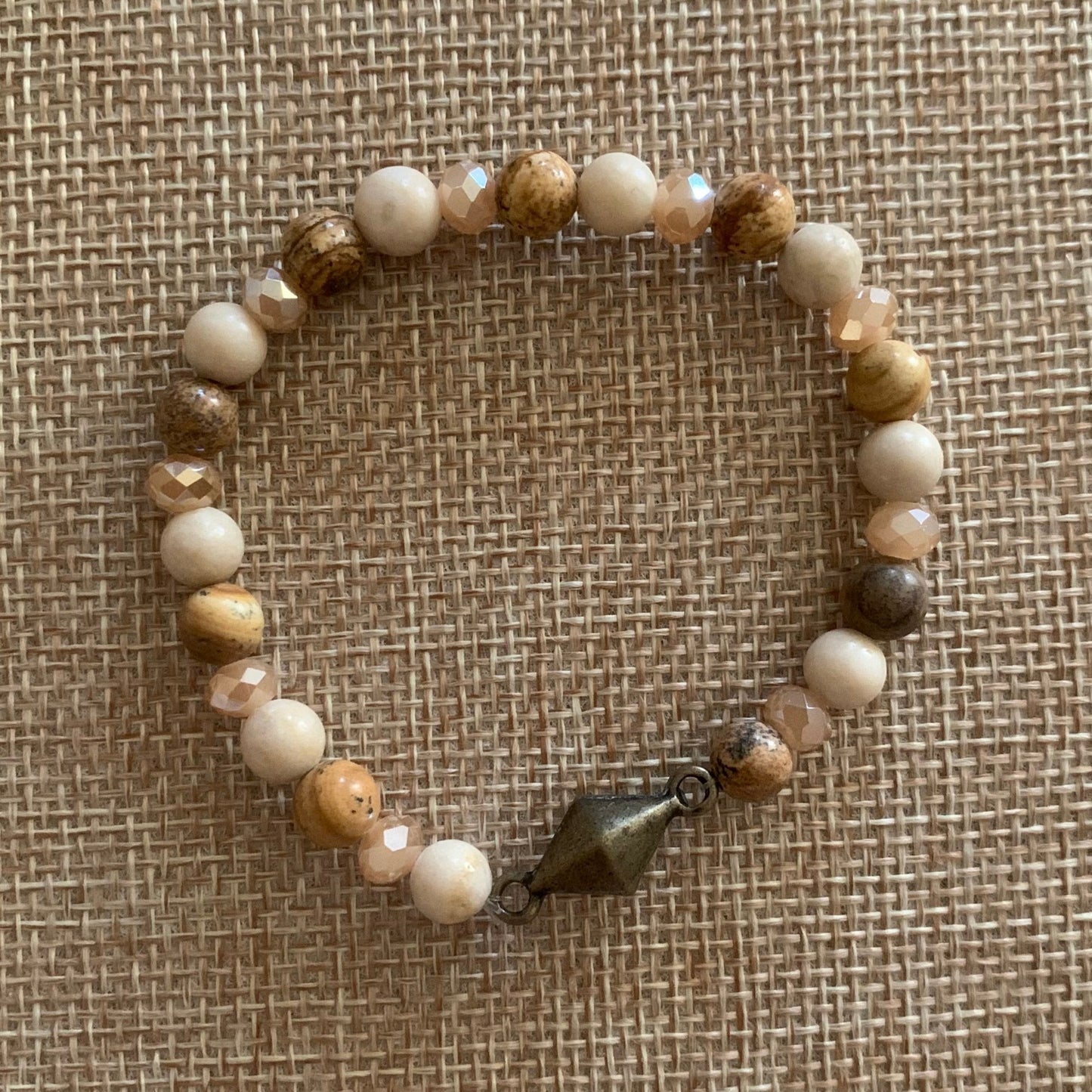 Tan and Cream Stretch Bracelet