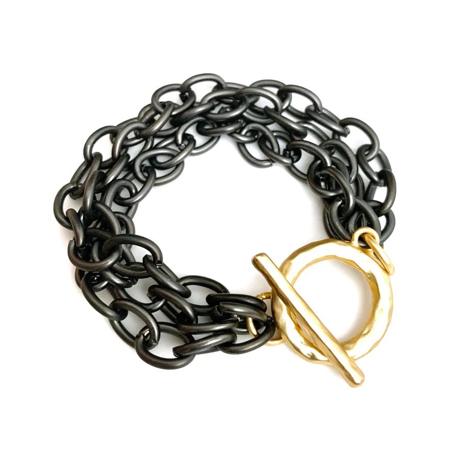 Harley Bracelet in Gunmetal + Gold