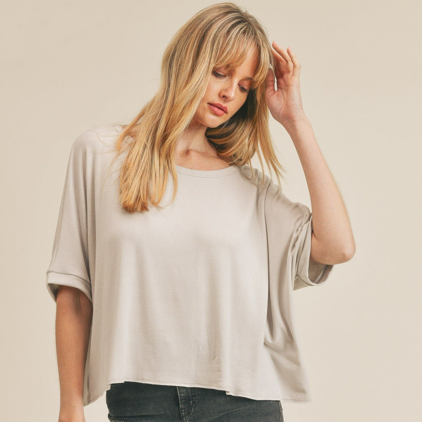 Boat Necked Dolman Short Sleeved