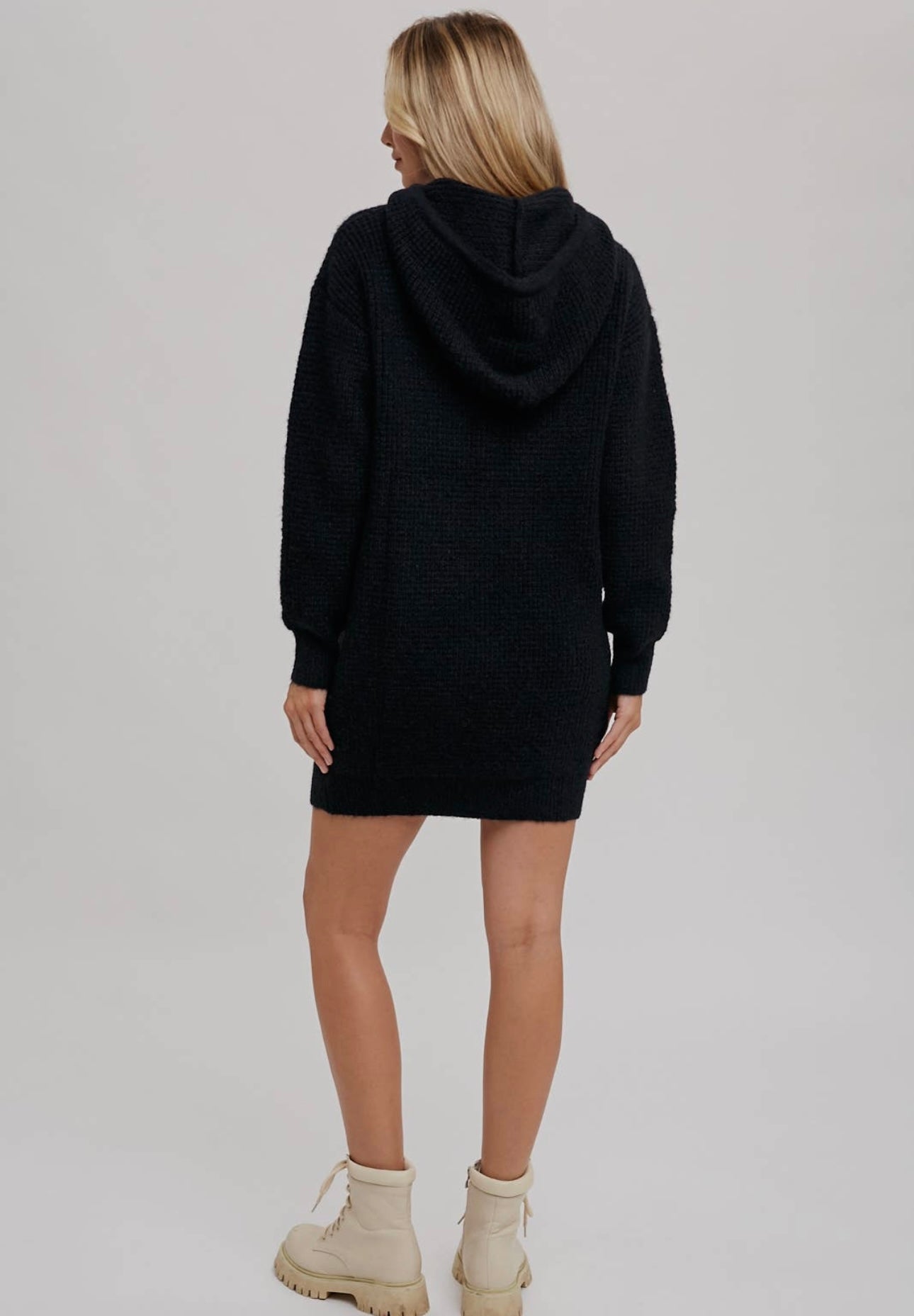 Chunky Waffle Hoodie Tunic Dress