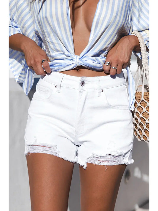 White Denim Shorts