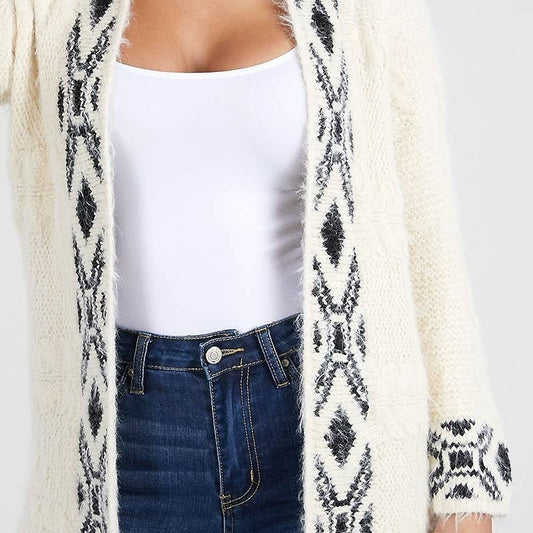 Tribal Knit Cardigan Sweater
