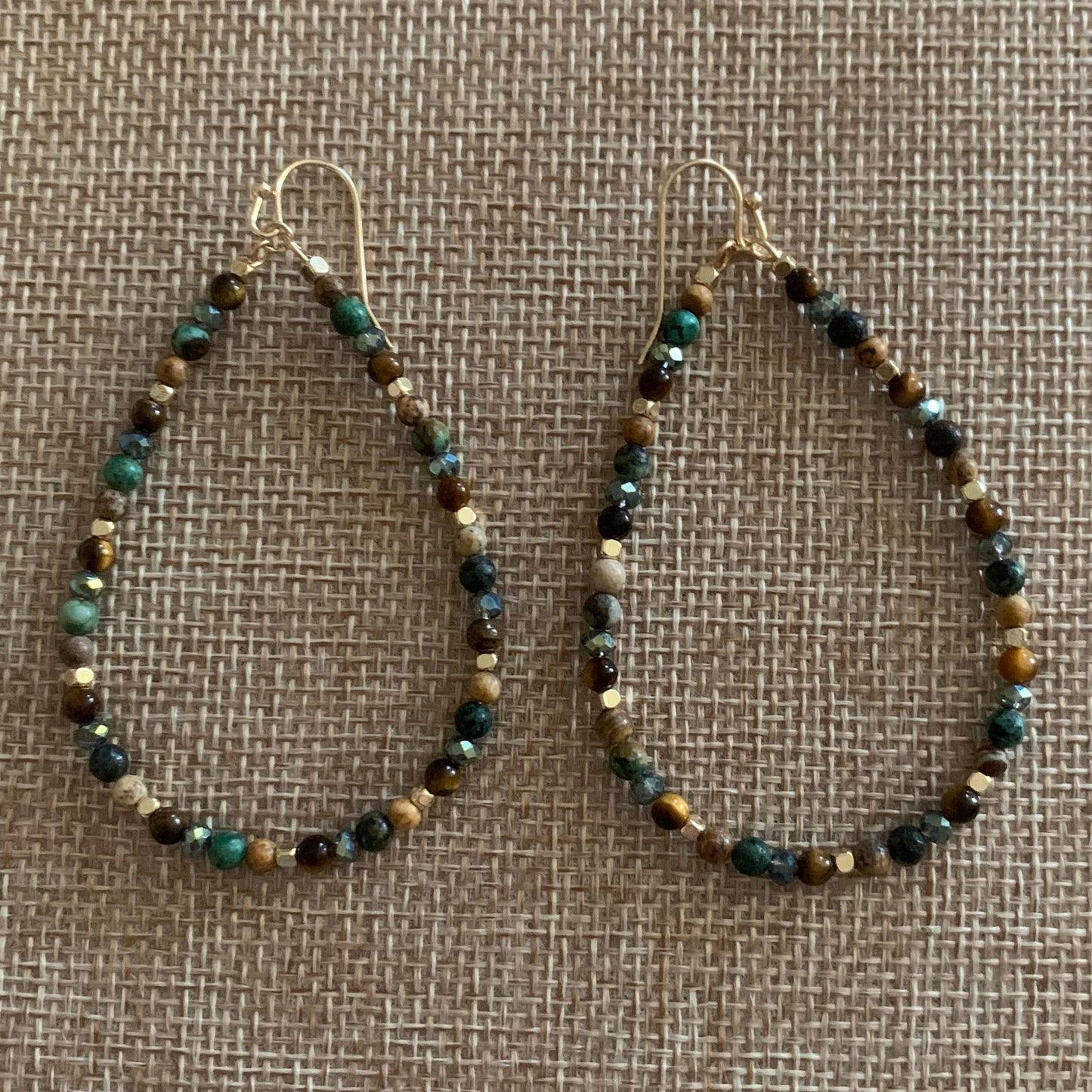 Gold Multi Colored Tear Drop Earrings