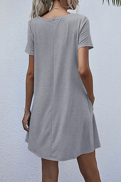 Gray T-Shirt Dress w/Pockets