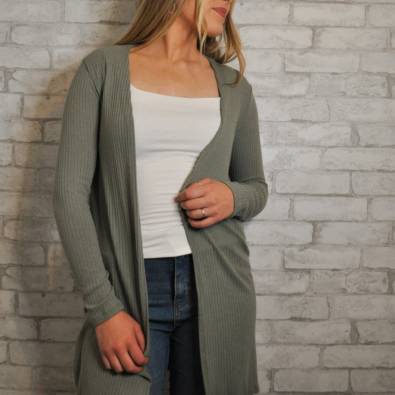 Ribbed Open Front Cardigan